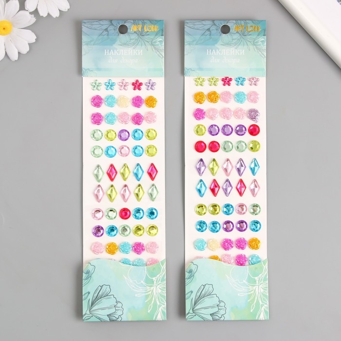 Наклейка стразы пластик "Кристаллы" МИКС 26х7 см