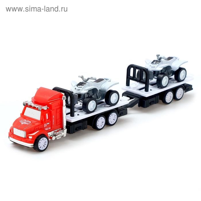Грузовик инерционный &laquo;Перевозчик&raquo; с 2 квадроциклами, МИКС
