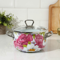 Кастрюля эмалированная «Пион», 2.1 л, стеклянная крышка, индукция Кастрюля эмалированная «Пион», 2.1 л, стеклянная крышка, индукция