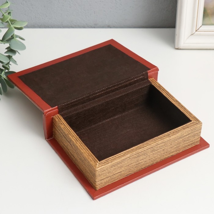 Шкатулка-книга дерево, кожзам "Классика. Роза" 4х11х15 см