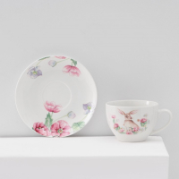 Сервиз фарфоровый чайный Доляна &laquo;Зайка&raquo;, 12 предметов: 6 чашек 250 мл, 6 блюдец d=15 см, цвет белый