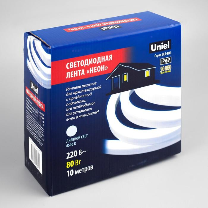 Гибкий неон Uniel 8 × 16 мм, IP67, 10 м, SMD2835, 120 LED/м, 220 В, свечение белое Гибкий неон Uniel 8 × 16 мм, IP67, 10 м, SMD2835, 120 LED/м, 220 В, свечение белое