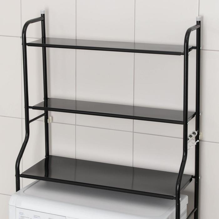 Стеллаж над стиральной машинкой, 65&times;25&times;152 см, цвет чёрный