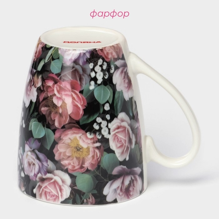 Кружка фарфоровая Доляна &laquo;Душистые розы&raquo;, 350 мл