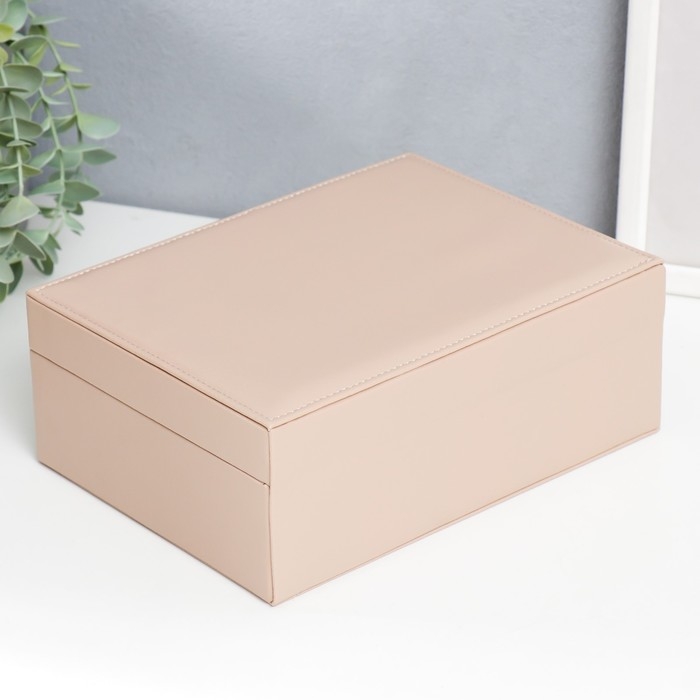 Шкатулка кожзам для украшений Шкатулка кожзам для украшений "Кремовая матовая" 9х23х17 см