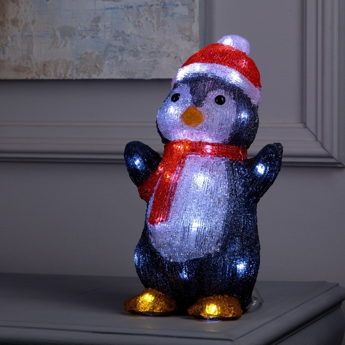 Фигура акриловая &laquo;Пингвин&raquo; 30 см, 40 LED, 220 В, свечение белое