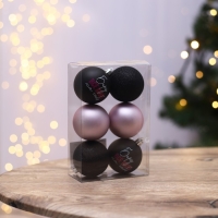 Шары ёлочные новогодние «Беру все вино на себя», на Новый год, пластик, d=6, 6 шт., цвет чёрный и нежно - розовый Шары ёлочные новогодние «Беру все вино на себя», на Новый год, пластик, d=6, 6 шт., цвет чёрный и нежно - розовый