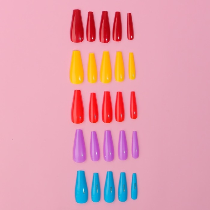 Накладные ногти &laquo;Сolorful&raquo;, 100 шт, форма балерина, в контейнере, разноцветные