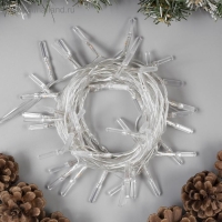 Гирлянда &laquo;Нить&raquo; 5 м с насадками &laquo;Хрусталики&raquo;, IP20, прозрачная нить, 50 LED, свечение аквамарин, 8 режимов, 220 В