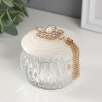 Шкатулка стекло, керамика "Лютик на волнах" с кисточкой 7х7х6,5 см Шкатулка стекло, керамика "Лютик на волнах" с кисточкой 7х7х6,5 см