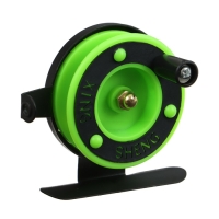 Катушка инерционная, металл пластик, диаметр 5 см, направляющая лески, черно-салатовый, 601D Катушка инерционная, металл пластик, диаметр 5 см, направляющая лески, черно-салатовый, 601D