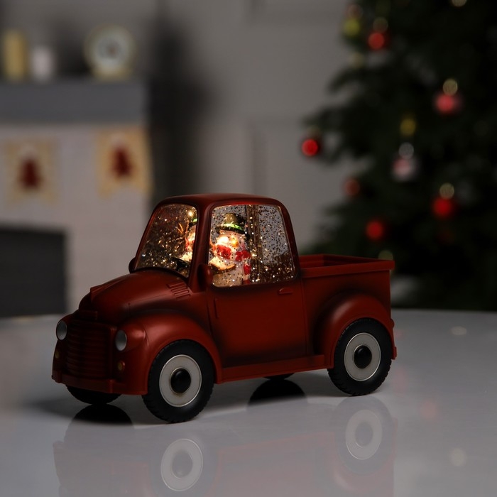 Светодиодная фигура &laquo;Машина снеговика&raquo; 22 &times; 11 &times; 9 см, пластик, батарейки ААх3 (не в комплекте), USB, свечение тёплое белое