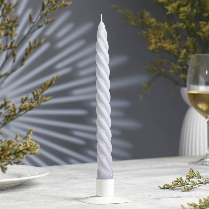 Свеча витая, 2,3х 24,5 см, 5 ч, 50 г, серая Свеча витая, 2,3х 24,5 см, 5 ч, 50 г, серая