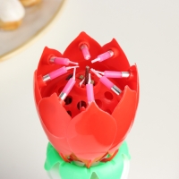 Свеча для торта музыкальная "Тюльпан", крутящаяся, красная, 14,5&times;6 см