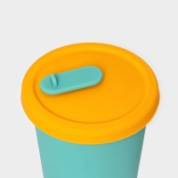 Стакан с крышкой и трубочкой, 350 мл, 9&times;9&times;13,5см, цвет голубой