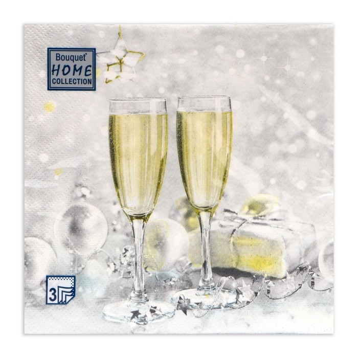 Новогодние салфетки бумажные Home Collection «Брызги шампанского», 3 слоя, 33х33 см, 20 шт Новогодние салфетки бумажные Home Collection «Брызги шампанского», 3 слоя, 33х33 см, 20 шт