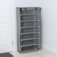 Полка для обуви с чехлом LaDо́m, 7 уровней, 60&times;30&times;123 см, цвет серый