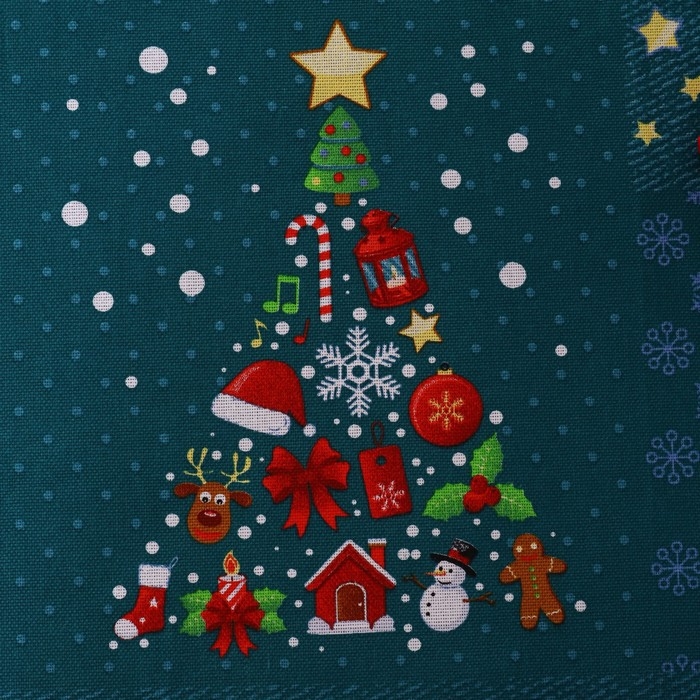 Скатерть новогодняя рогожка DomoVita &laquo;Волшебные истории&raquo;, размер 150х180 см, цвет зелёный, 100% хлопок, 170 г/м&sup2;