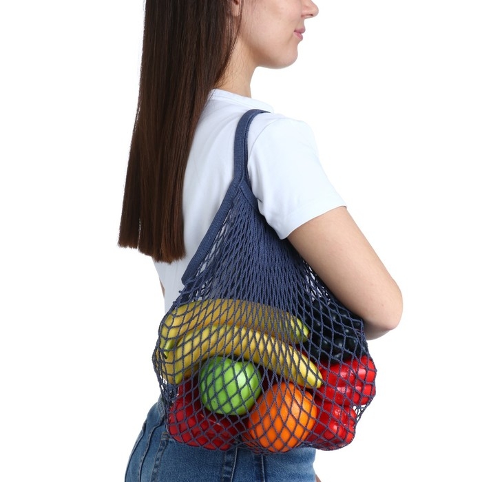 Авоська 37 х 20 см, ручка 12 см, клетка 1.5 см, синяя Авоська 37 х 20 см, ручка 12 см, клетка 1.5 см, синяя