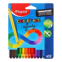 Карандаши 12 цветов Maped COLOR'PEPS INFINITY, корпус треугольный, ударопрочный грифель, в картонной коробке Карандаши 12 цветов Maped COLOR'PEPS INFINITY, корпус треугольный, ударопрочный грифель, в картонной коробке