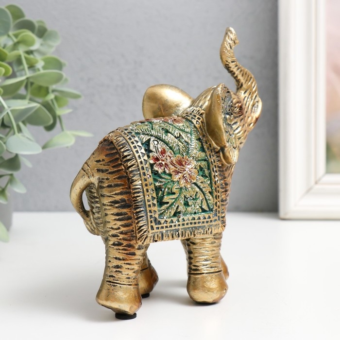 Сувенир полистоун "Слон - Экзотические цветы" 12х5,5х14 см