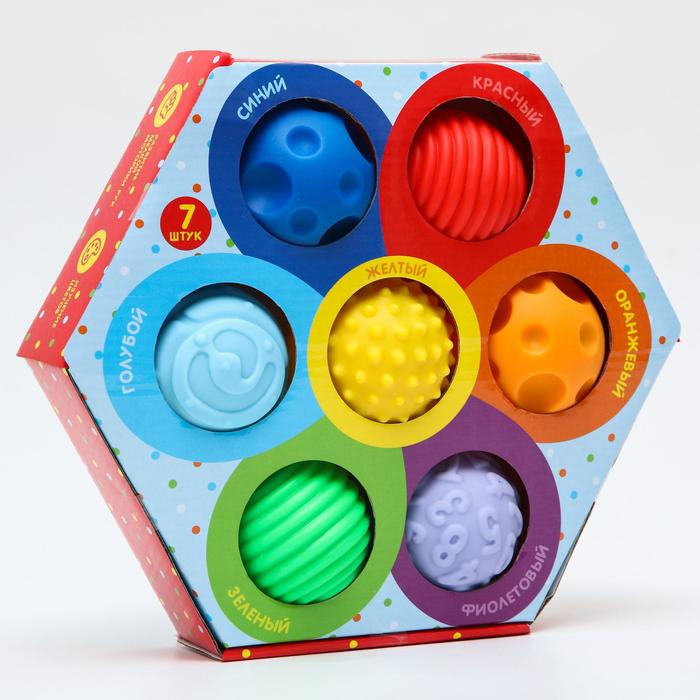 Набор развивающих тактильных мячиков &laquo;Цветочек&raquo;, с пищалкой, 7 шт, Крошка Я