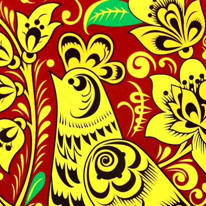 Доска разделочная и сервировочная круглая кухонная Доска разделочная и сервировочная круглая кухонная "Городецкая роспись", 25,5 см