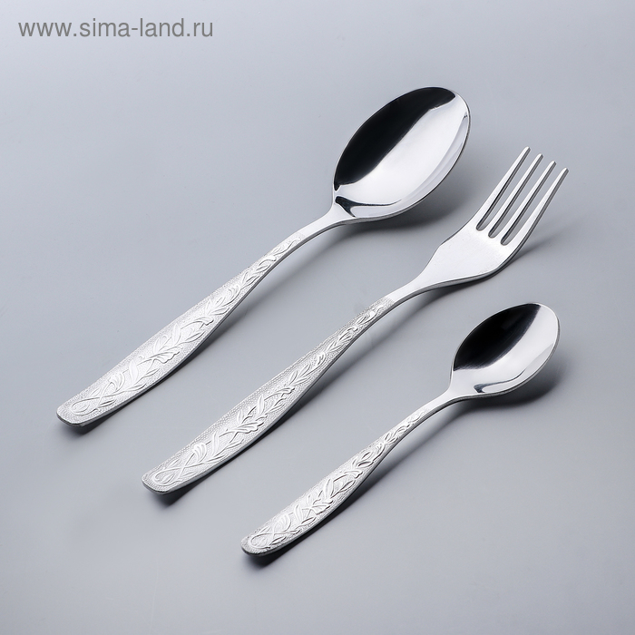 Набор столовый &laquo;Уралочка&raquo;, в картонной коробке ВИТРИНА, 18 предметов, цвет серебряный