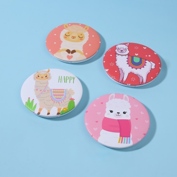 Зеркало складное &laquo;Ламы&raquo;, d = 7,5 см, рисунок МИКС