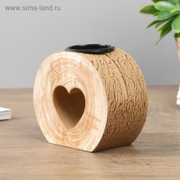 Подсвечник дерево на 1 свечу "Спил- сердечко" 9х10х5 см