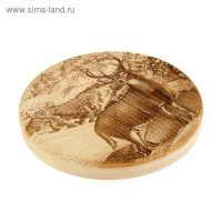 Доска из массива кедра &laquo;Олень&raquo;, круглая, 18 &times; 18 см