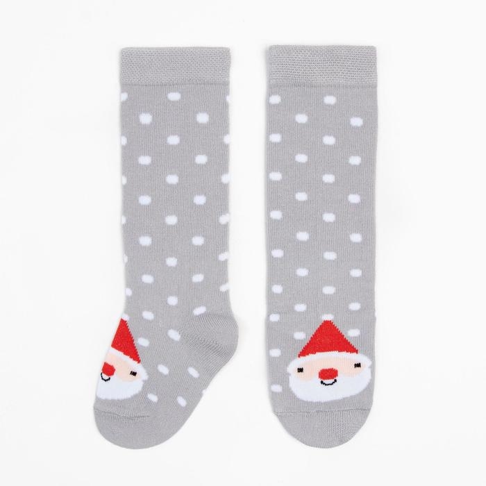 Новый год.Гольфы Крошка Я "Дед Мороз" 8-10 см, серый