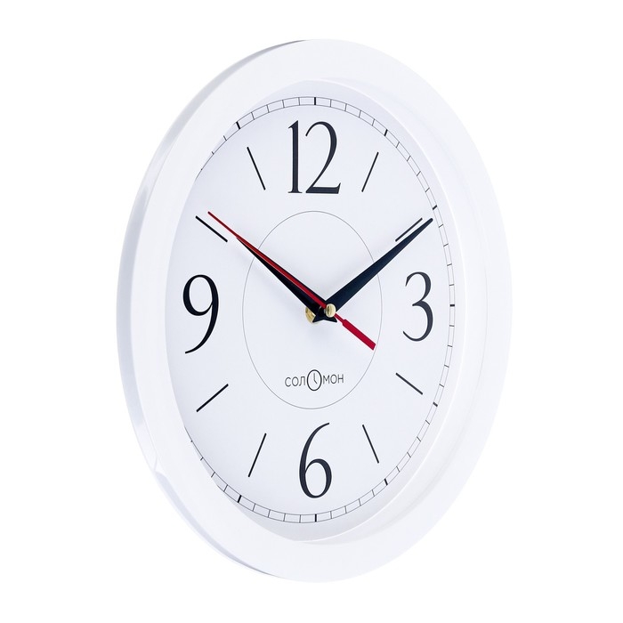 Часы настенные, d-28 см, интерьерные, Классика, бесшумные, белый обод Часы настенные, d-28 см, интерьерные, Классика, бесшумные, белый обод