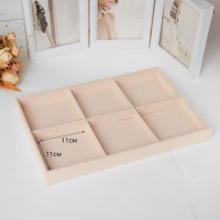 Подставка для украшений 6 ячеек, флок, 35&times;24&times;3, цвет бежевый