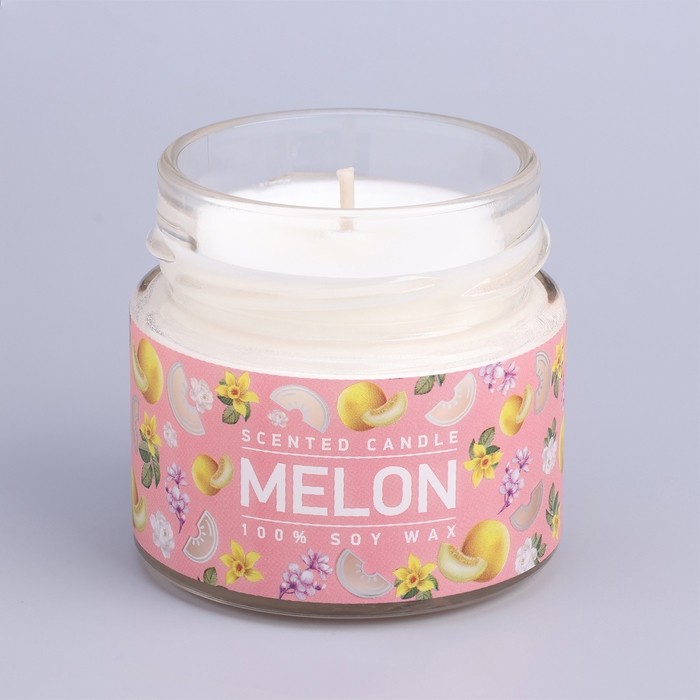 Свеча ароматическая в банке Свеча ароматическая в банке "Сочная дыня", совый воск, 80 г