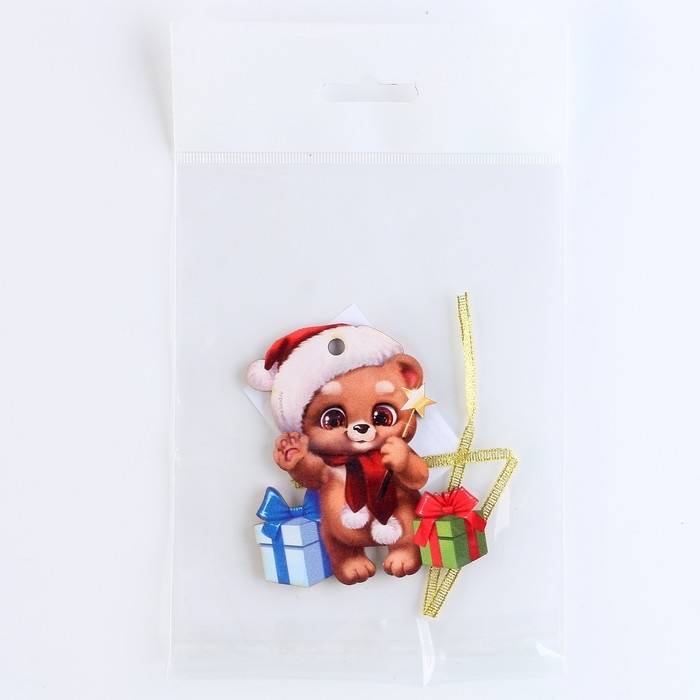 Ёлочная игрушка - подвеска деревянная «Новый год! Мишутка» Ёлочная игрушка - подвеска деревянная «Новый год! Мишутка»