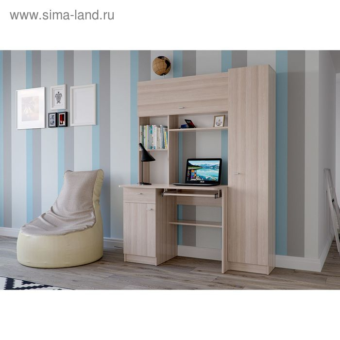 Стол рабочий АЛЬФА, Ясень шимо светлый