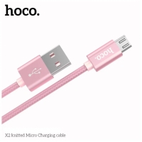 Кабель Hoco X2, Micro USB - USB, 2.4 А, 1 м, текстиль, розовый Кабель Hoco X2, Micro USB - USB, 2.4 А, 1 м, текстиль, розовый