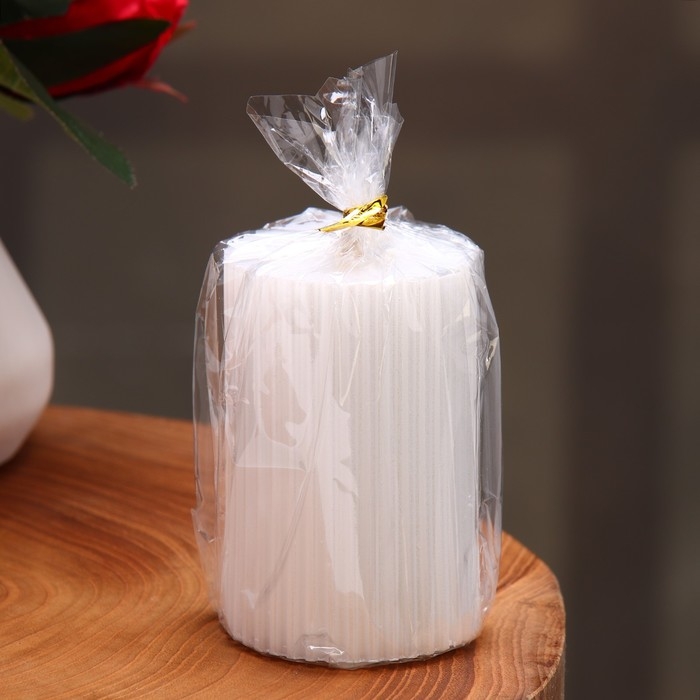 Свеча-цилиндр с гранями, 5х7,5 см, жемчужная, 6 ч