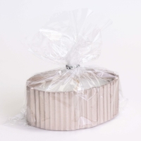 Свеча "Овал" в подсвечнике с узкими гранями, 9х6,5х4см,шампань