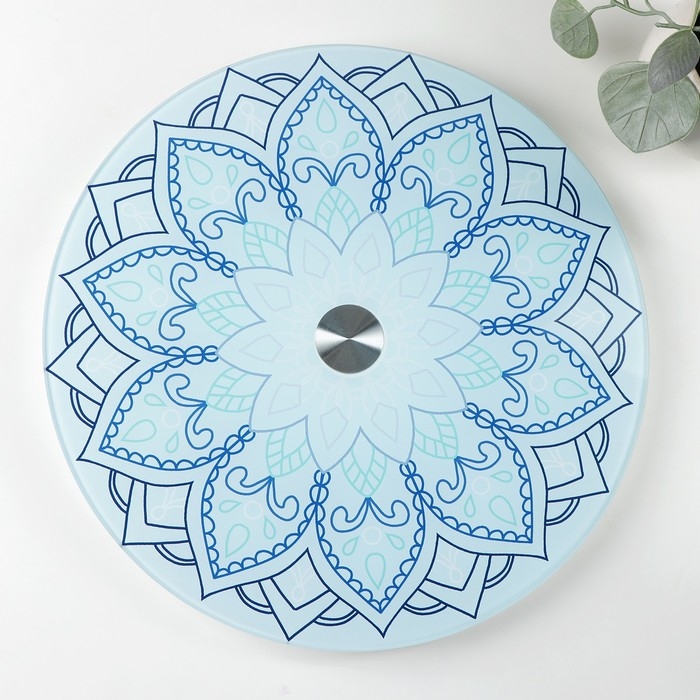 Подставка стеклянная для торта вращающаяся Magistro «Восток», d=32 см, цвет синий Подставка стеклянная для торта вращающаяся Magistro «Восток», d=32 см, цвет синий