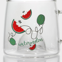 Кружка стеклянная с деревянной крышкой &laquo;Арбузик&raquo;, 300 мл