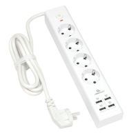Сетевой фильтр Cablexpert Exnovo EXN-4-U4-W-2, 4р, 16А, 4хUSB, 3.1A, 2м, ур.защиты 4+, белый