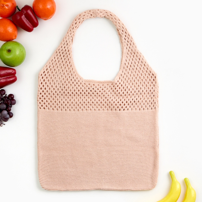 Авоська 38 х 62 см, ручка 22 см, клетка 0.5 см, персиковая