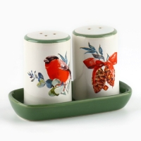 Новый год! Набор для специй новогодний керамический &laquo;Снегирь!&raquo;, 12х6.5х7 см, цвет белый