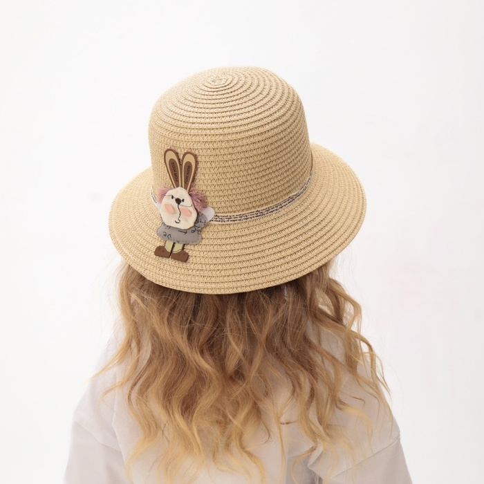 Шляпа для девочки MINAKU Шляпа для девочки MINAKU "Зайка", цвет молочный, р-р 52