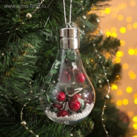 Ёлочный шар «Ягоды», батарейки, 5 LED, свечение белое Ёлочный шар «Ягоды», батарейки, 5 LED, свечение белое