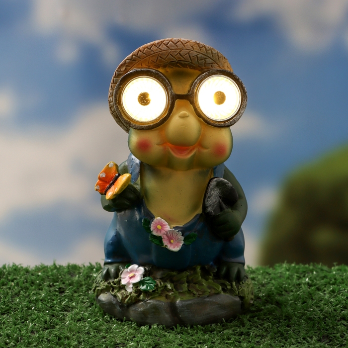 Садовый фонарь Садовый фонарь "Лягушонок с бабочкой" 7х8х15см