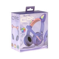 Наушники Qumo Game Cat Purple, игровые, микрофон, USB+3.5 мм, 2м, фиолетовые Наушники Qumo Game Cat Purple, игровые, микрофон, USB+3.5 мм, 2м, фиолетовые