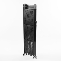 Стеллаж складной на колесах, 4 полки, 72&times;34&times;122см, цвет чёрный матовый